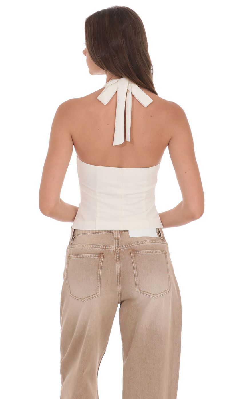Product image for Front Tie Halter Top in Ivory
