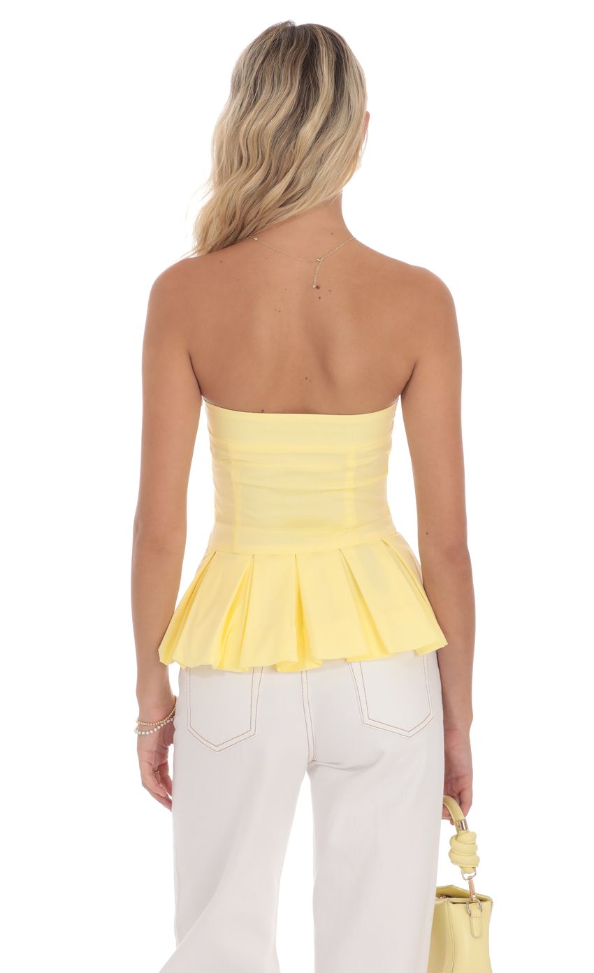 Product image for Strapless Peplum Top in Yellow