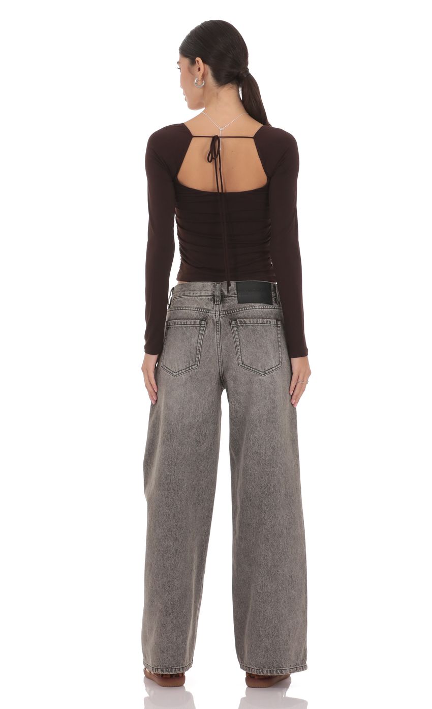 Product image for Mid Rise Wide Leg Jeans in Acid Wash Grey