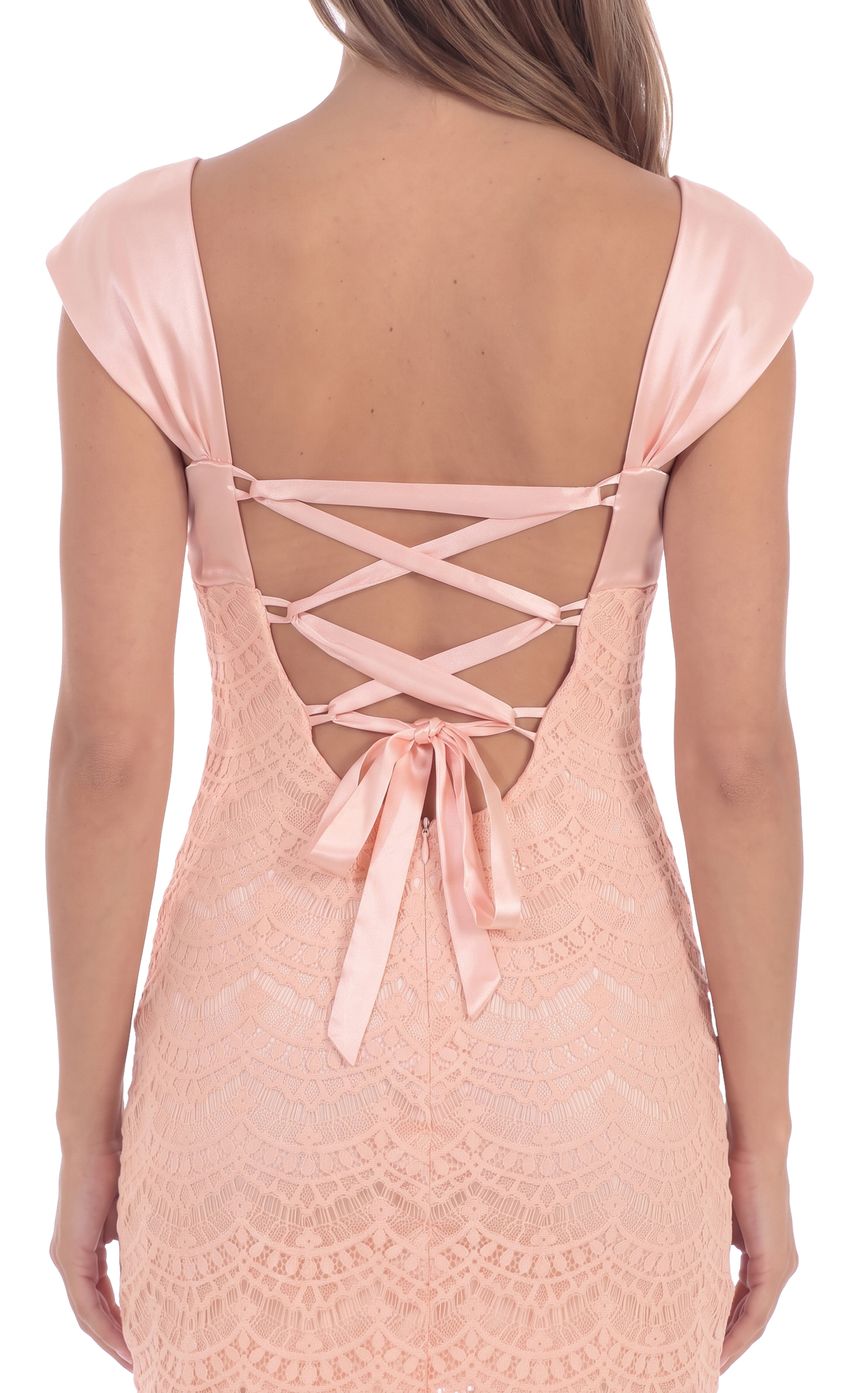 Product image for Lace Sweetheart Mini Dress in Peach