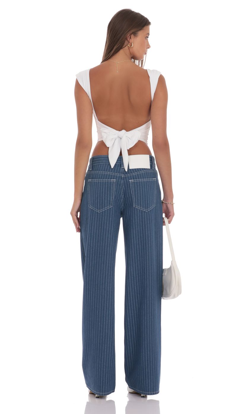 Product image for Pinstripe Low Rise Baggy Jeans in Blue