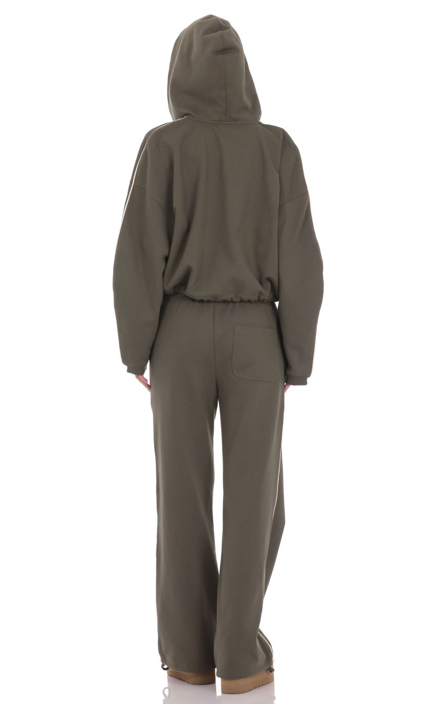 Product image for Cropped Cinch Waist Hoodie in Olive Green