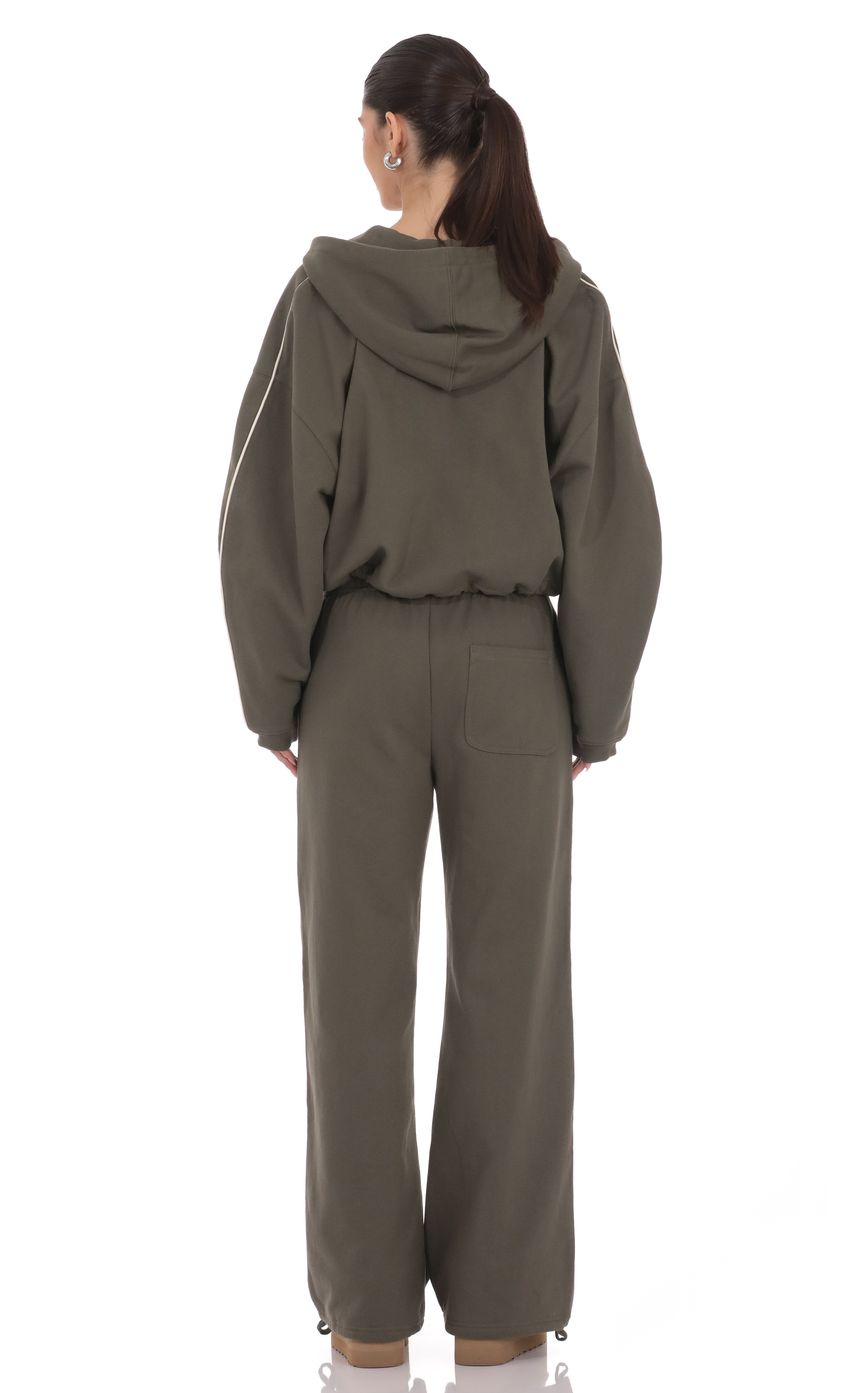 Product image for Piped Straight Leg Sweatpants in Olive Green