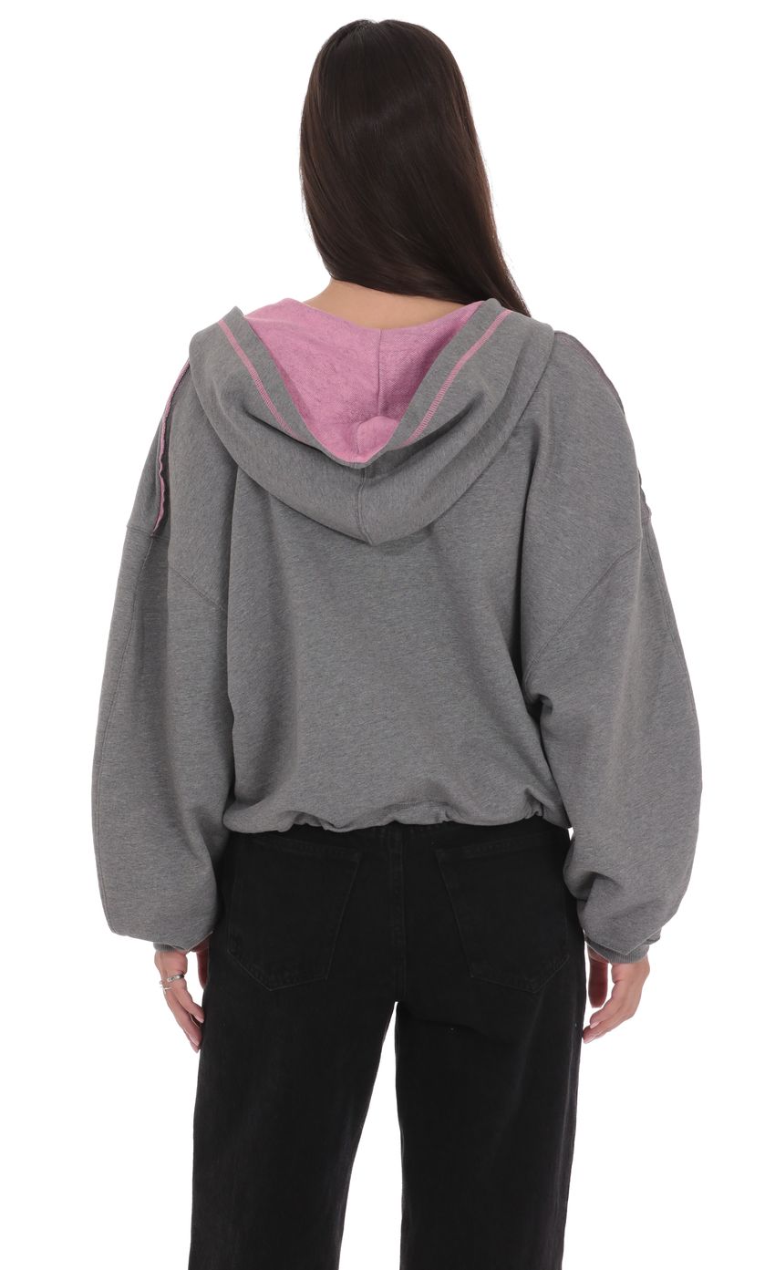Product image for Two-Toned Cropped Hoodie in Grey