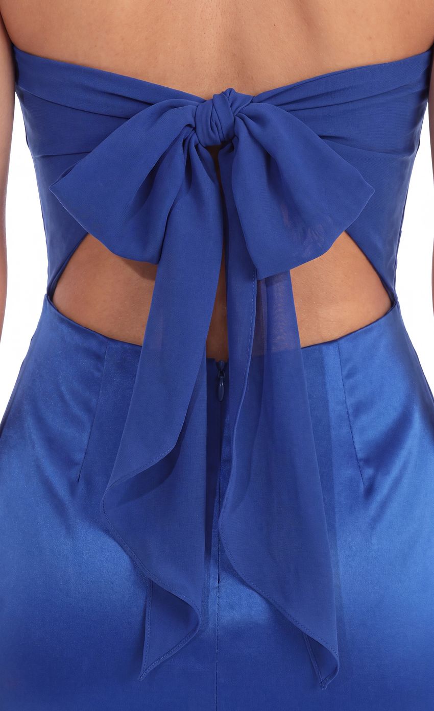 Product image for Strapless Satin Mini Dress in Cobalt Blue
