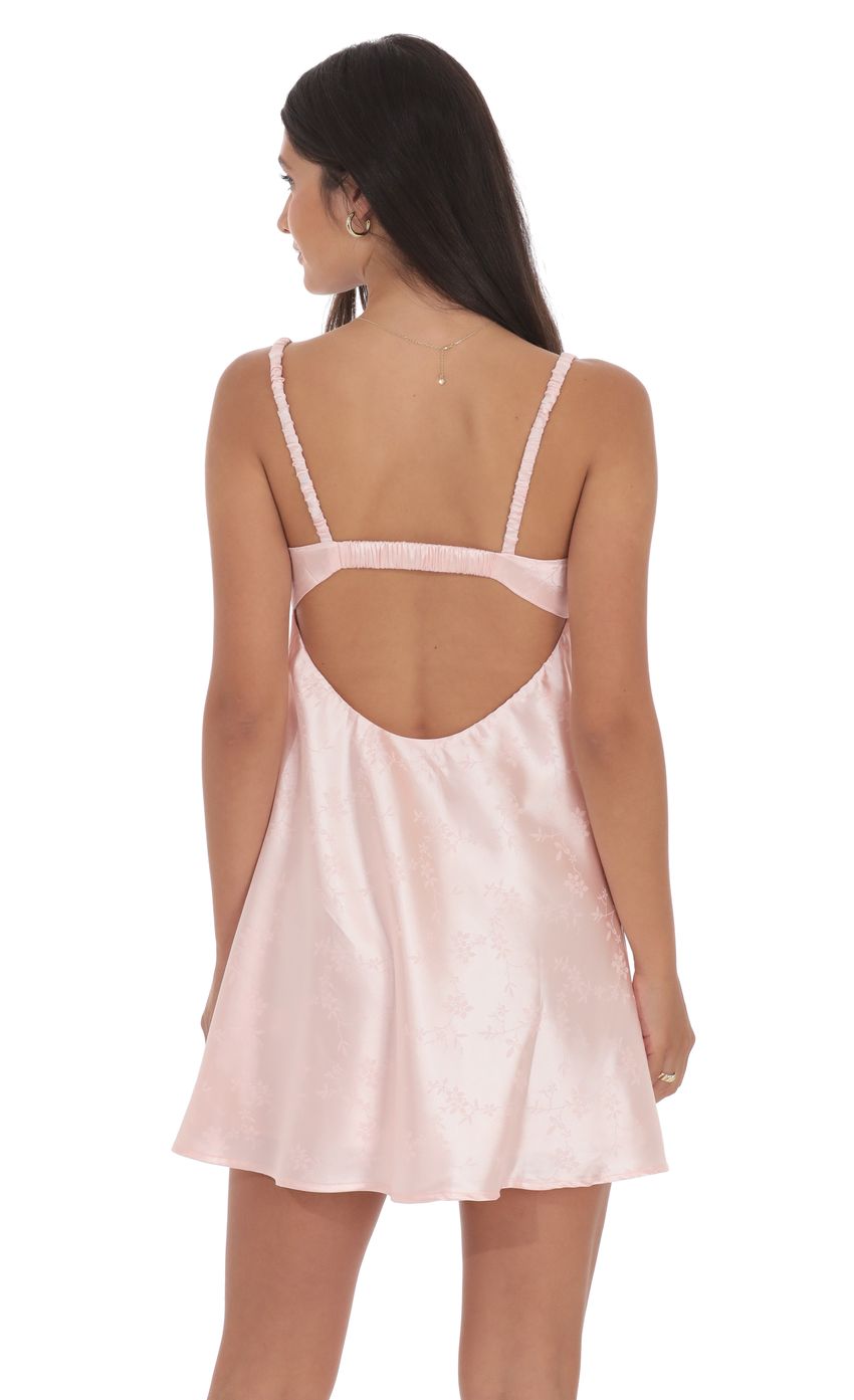 Product image for Jacquard Babydoll Dress in Baby Pink