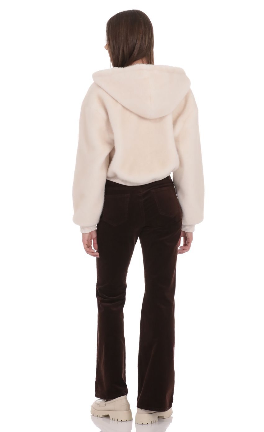 Product image for Fuzzy Zip-Up Hoodie in Ivory