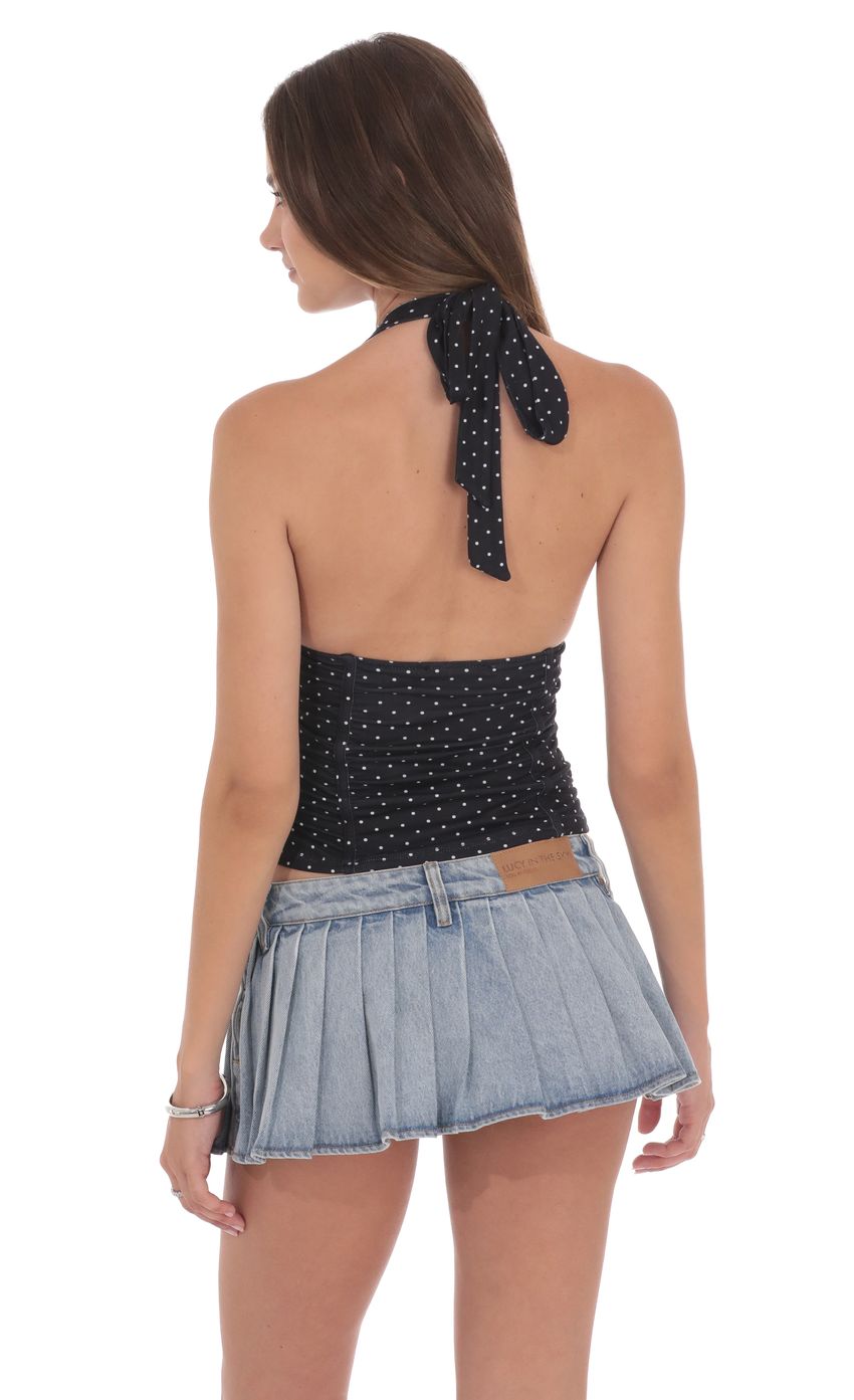 Product image for Pleated Denim Skort in Light Blue