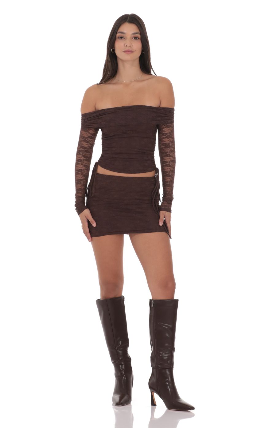 Product image for Off Shoulder Ruched Top in Brown