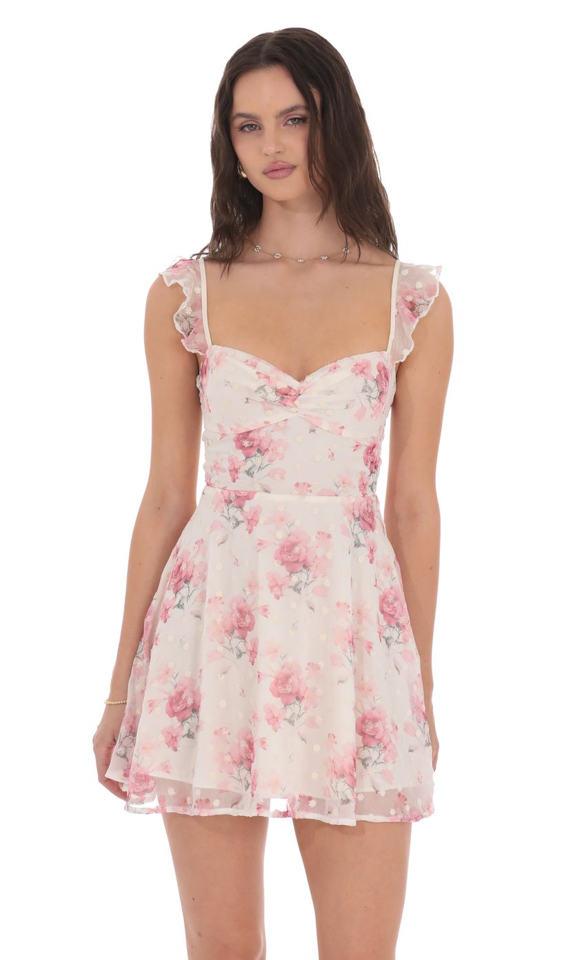 Picture Floral Ruffle Strap A-Line Dress in White. Source: https://media-img.lucyinthesky.com/data/product-media/850xAUTO/f45f9e92-caf8-4cb3-a26c-122f3a6f458e.jpg