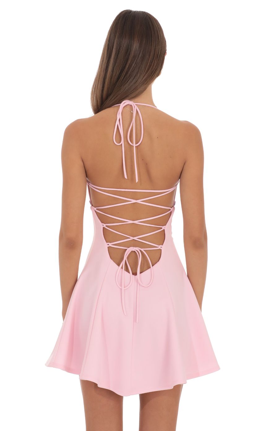 Product image for Fit and Flare Open back Mini Dress in Pink