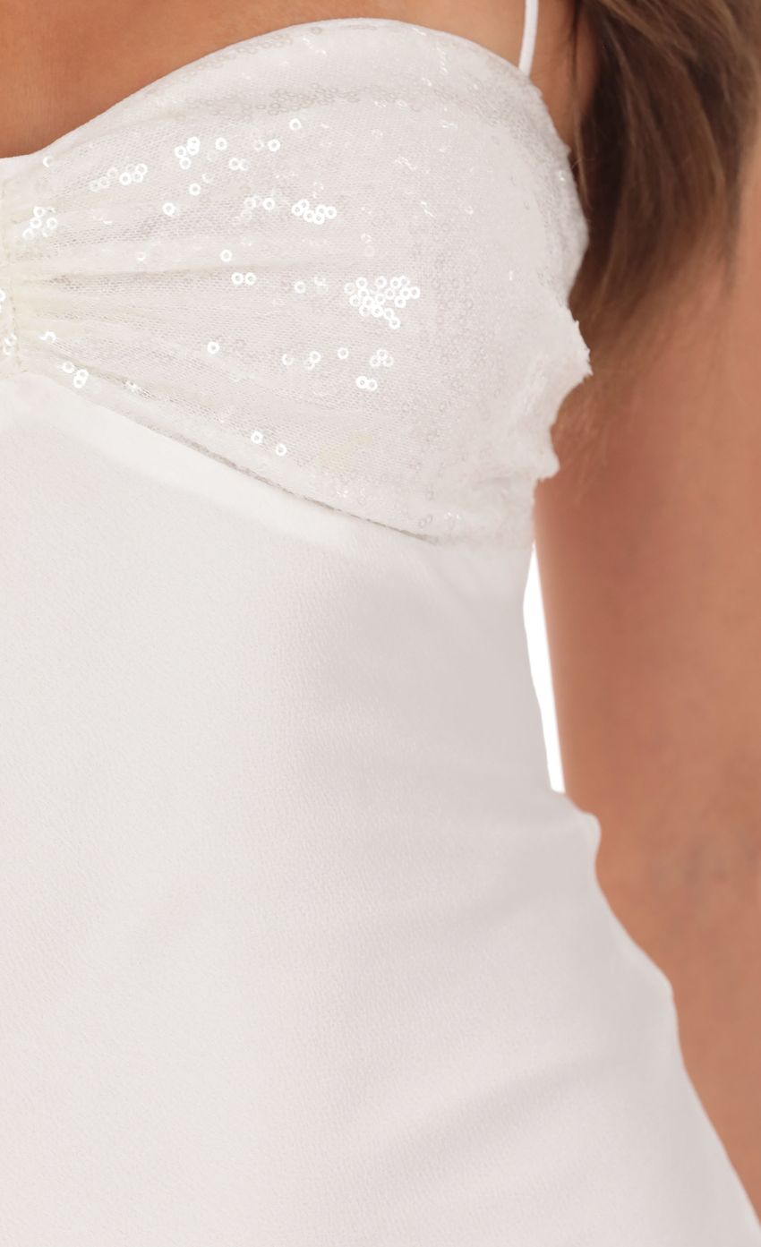 Product image for Sequin Open Back Mini Dress in White