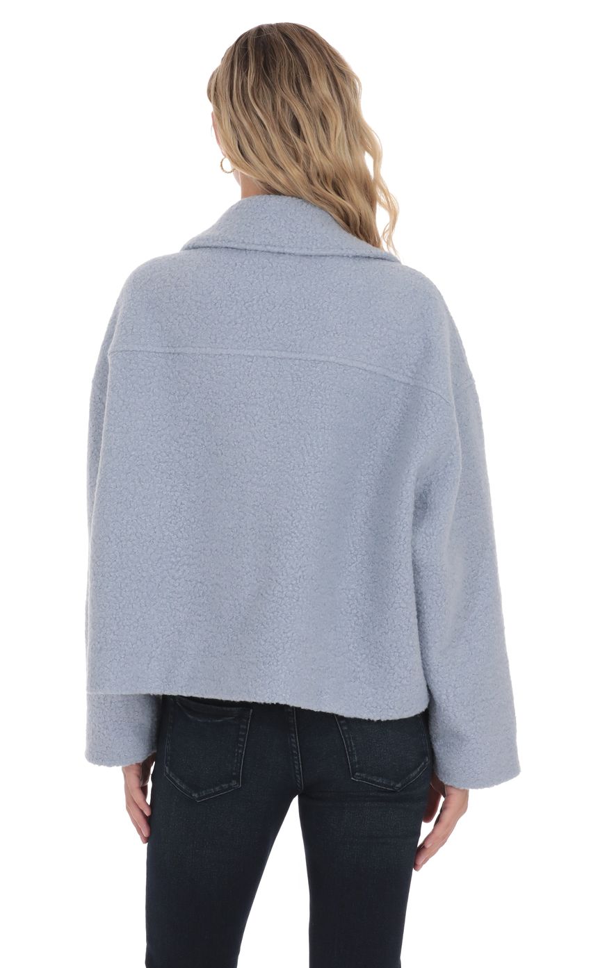 Product image for Sherpa Zip-Up Jacket in Light Blue