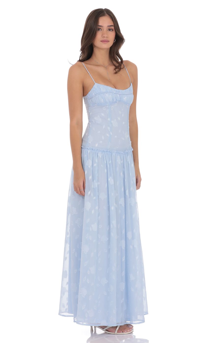 Product image for Floral Chiffon Maxi Dress in Light Blue