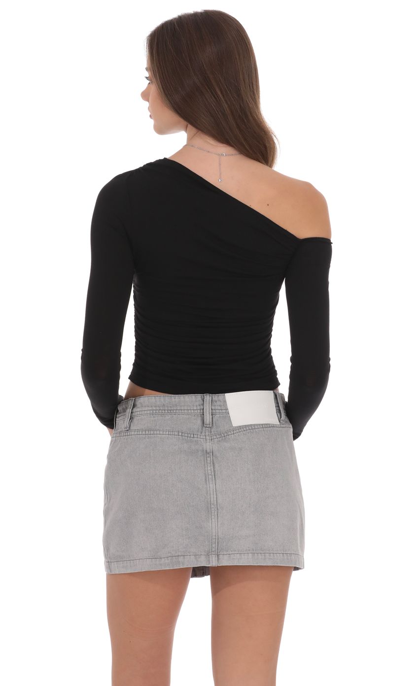 Product image for Buttoned Denim Skirt in Washed Grey