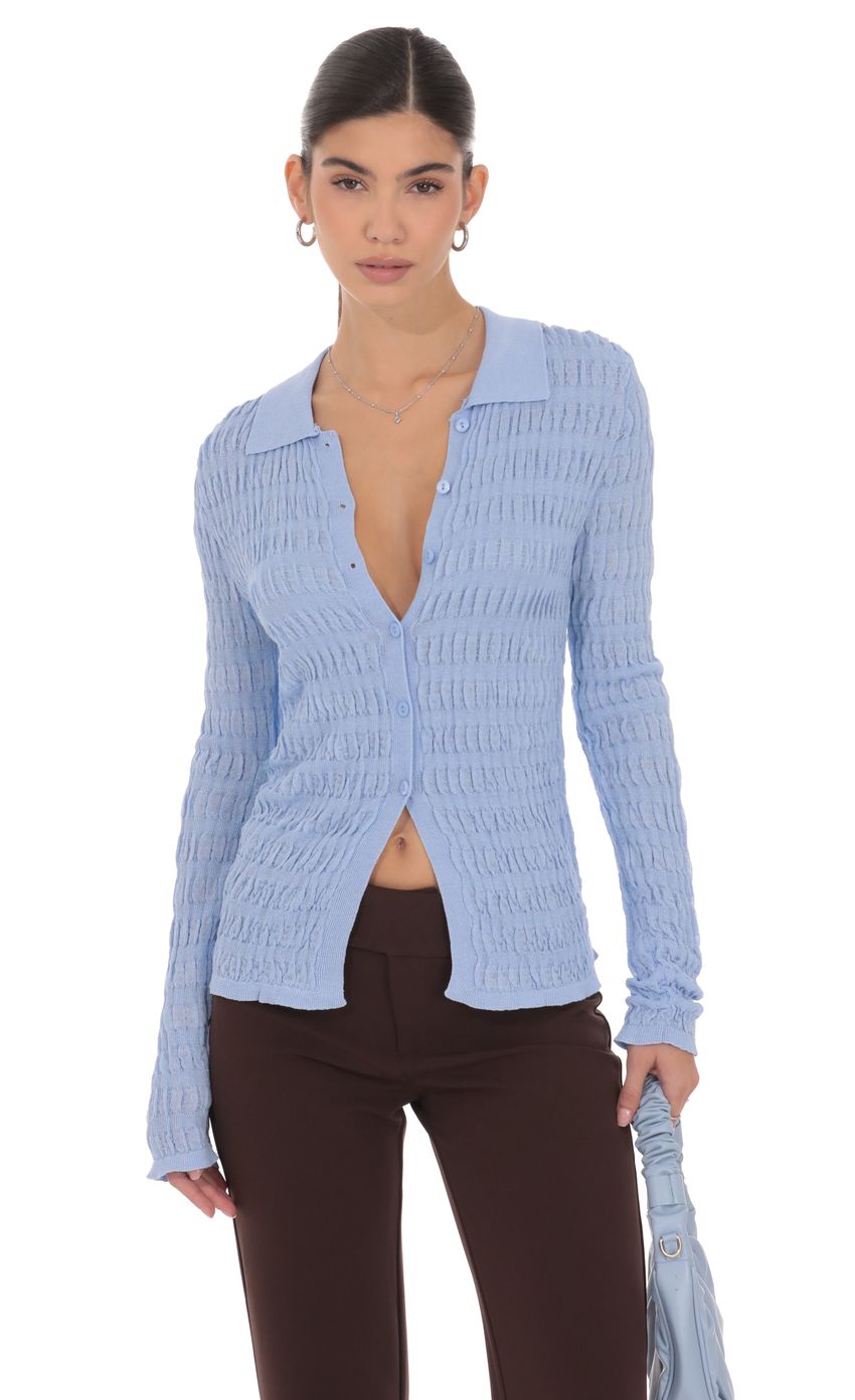 Product image for Textured Ribbed Top in Blue