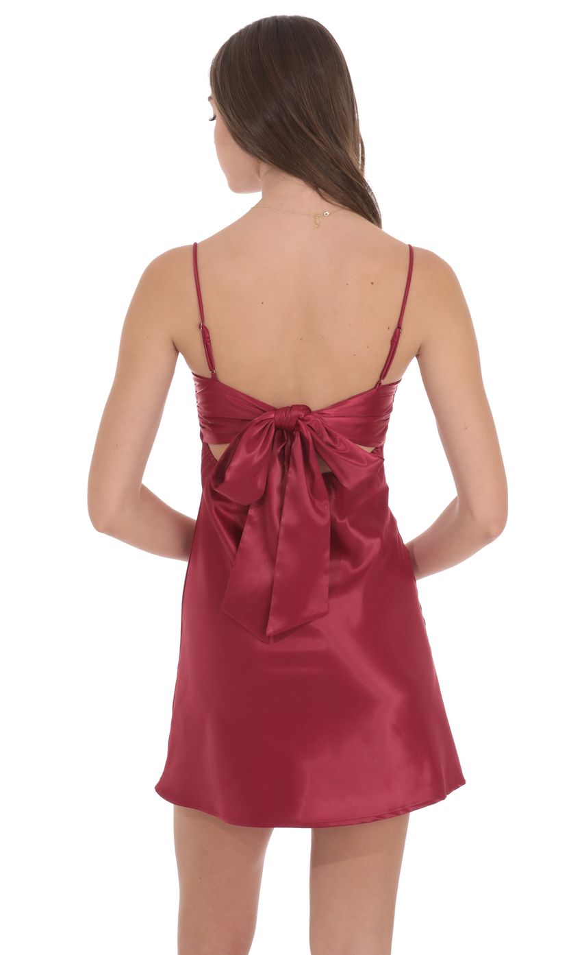 Product image for Satin Sweetheart Neck Dress in Wine