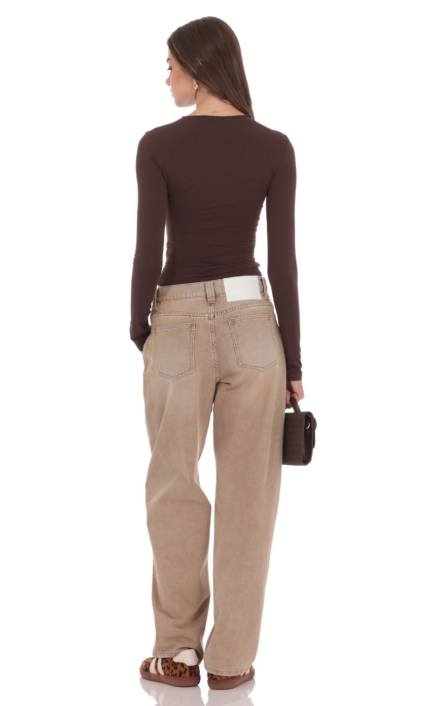 Изображение товара для Джинсы свободного кроя коричневые