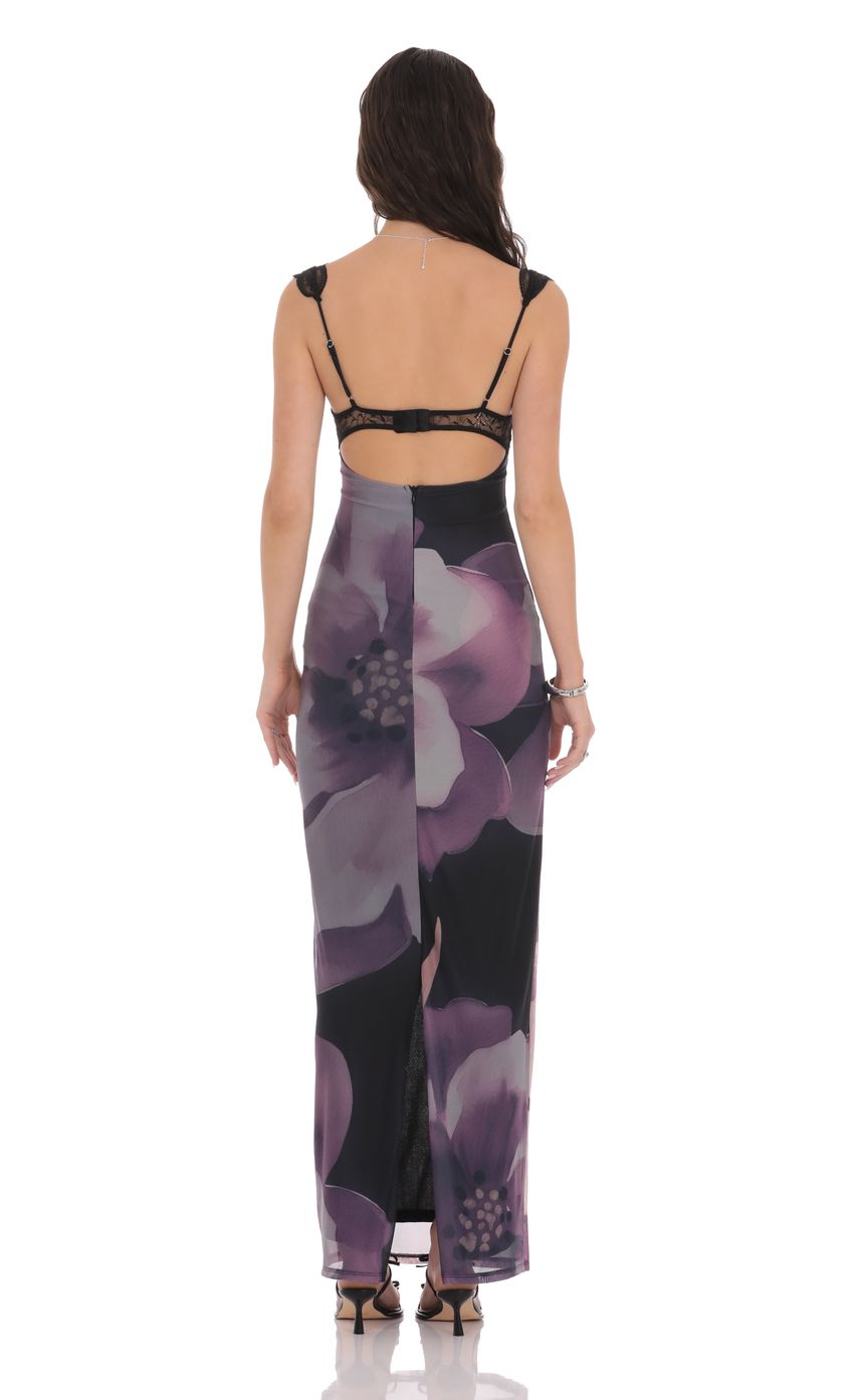 Picture Cutout Lace Floral Maxi Dress in Purple. Source: https://media-img.lucyinthesky.com/data/product-media/850xAUTO/f67c1aa9-9075-4ac0-acdc-1e66f79c2535.jpg