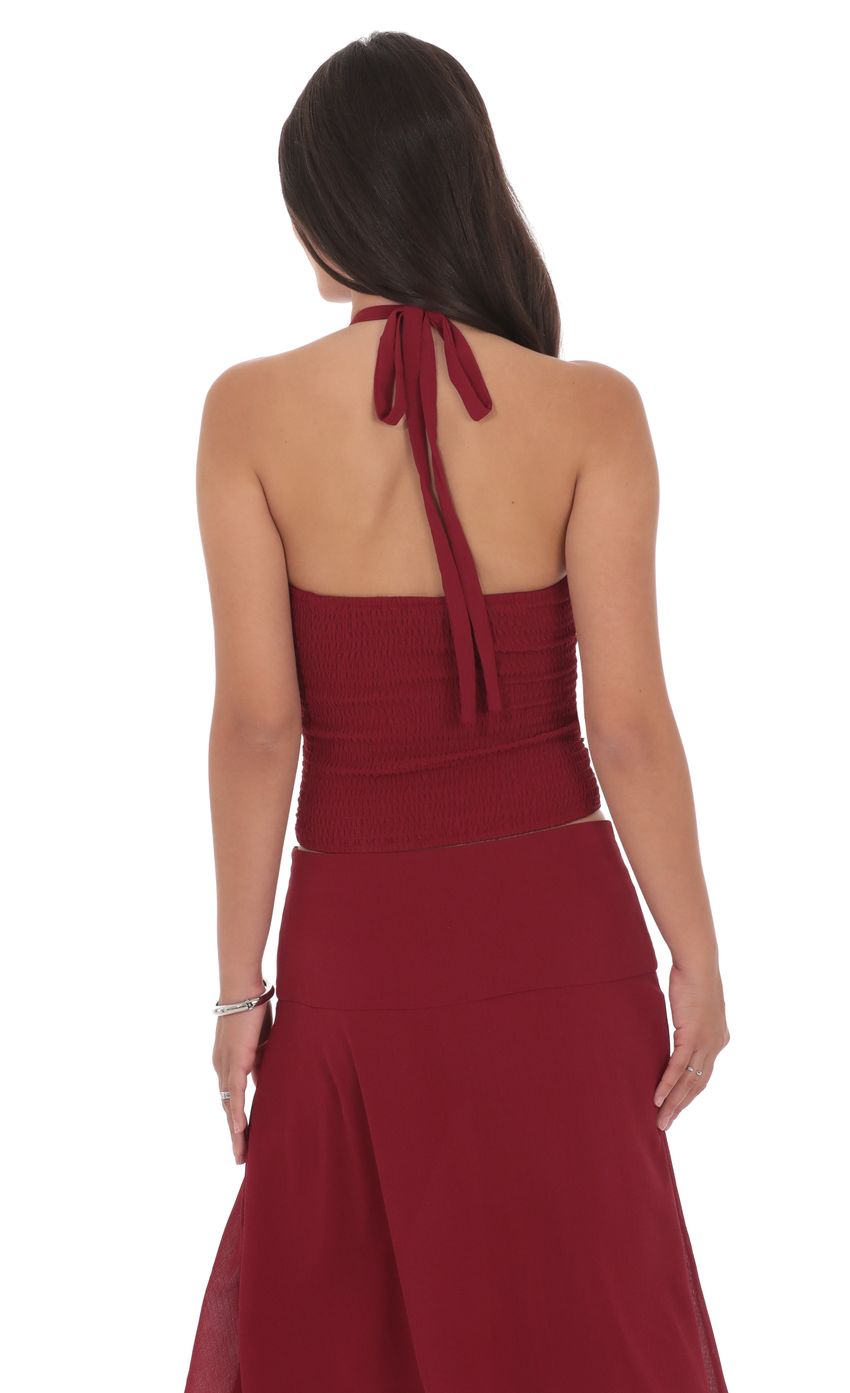 Product image for Ruched Halter Top in Maroon