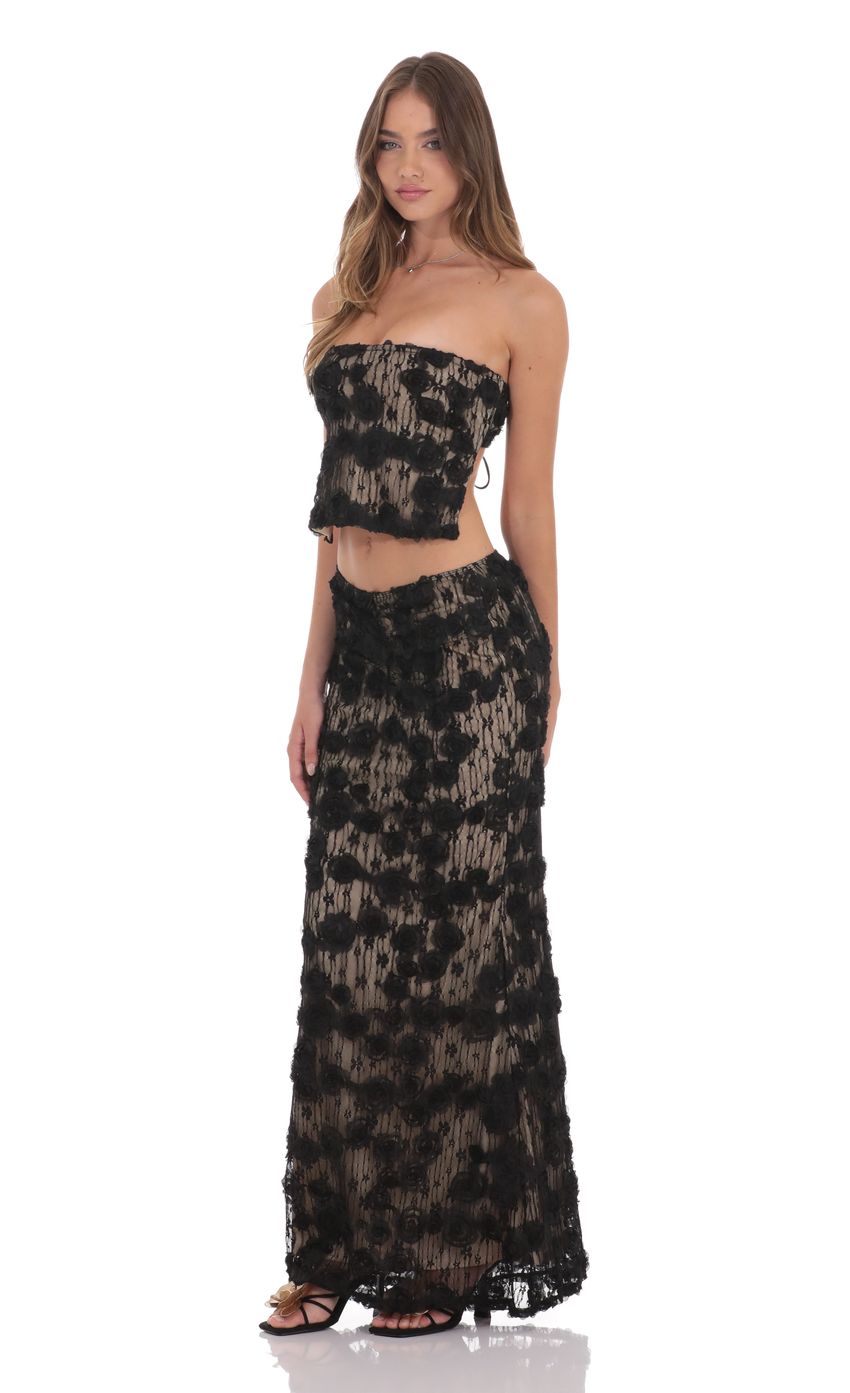 Product image for Textured Lace Maxi Skirt in Black
