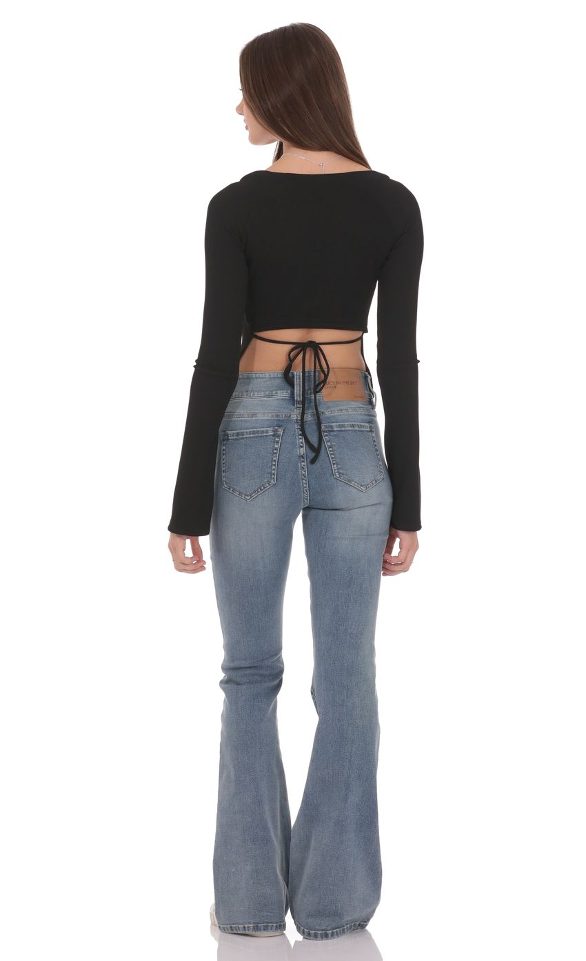 Product image for Back Tie Cutout Top in Black