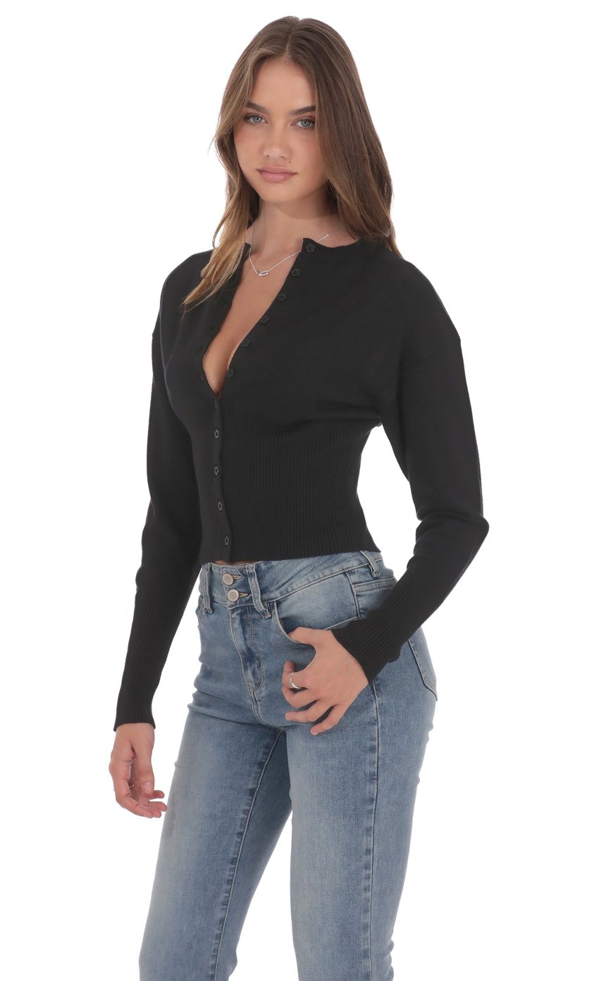Product image for Cinched Knit Cardigan in Black