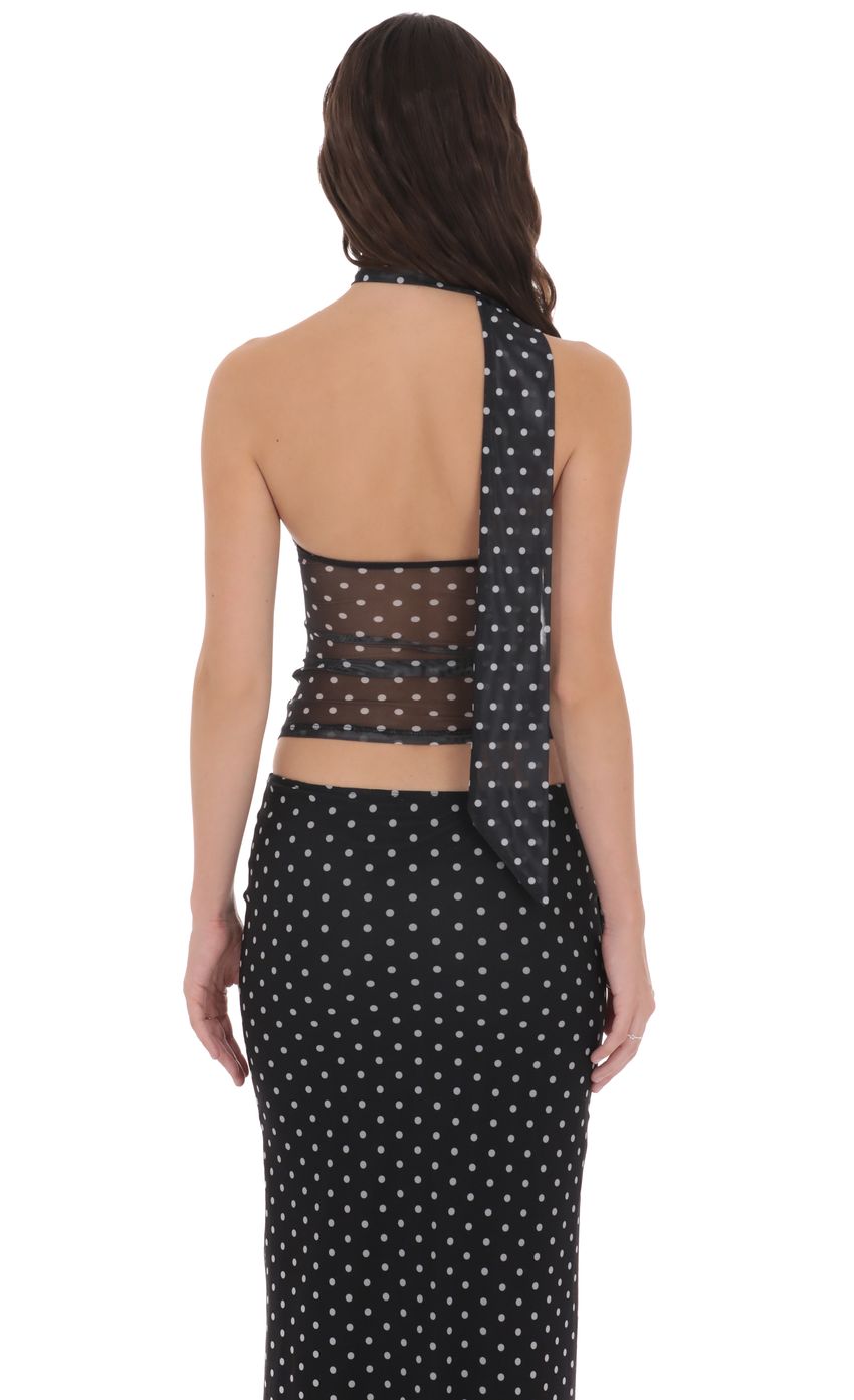 Product image for Scarf Polka Dot Mesh Tube Top in Black
