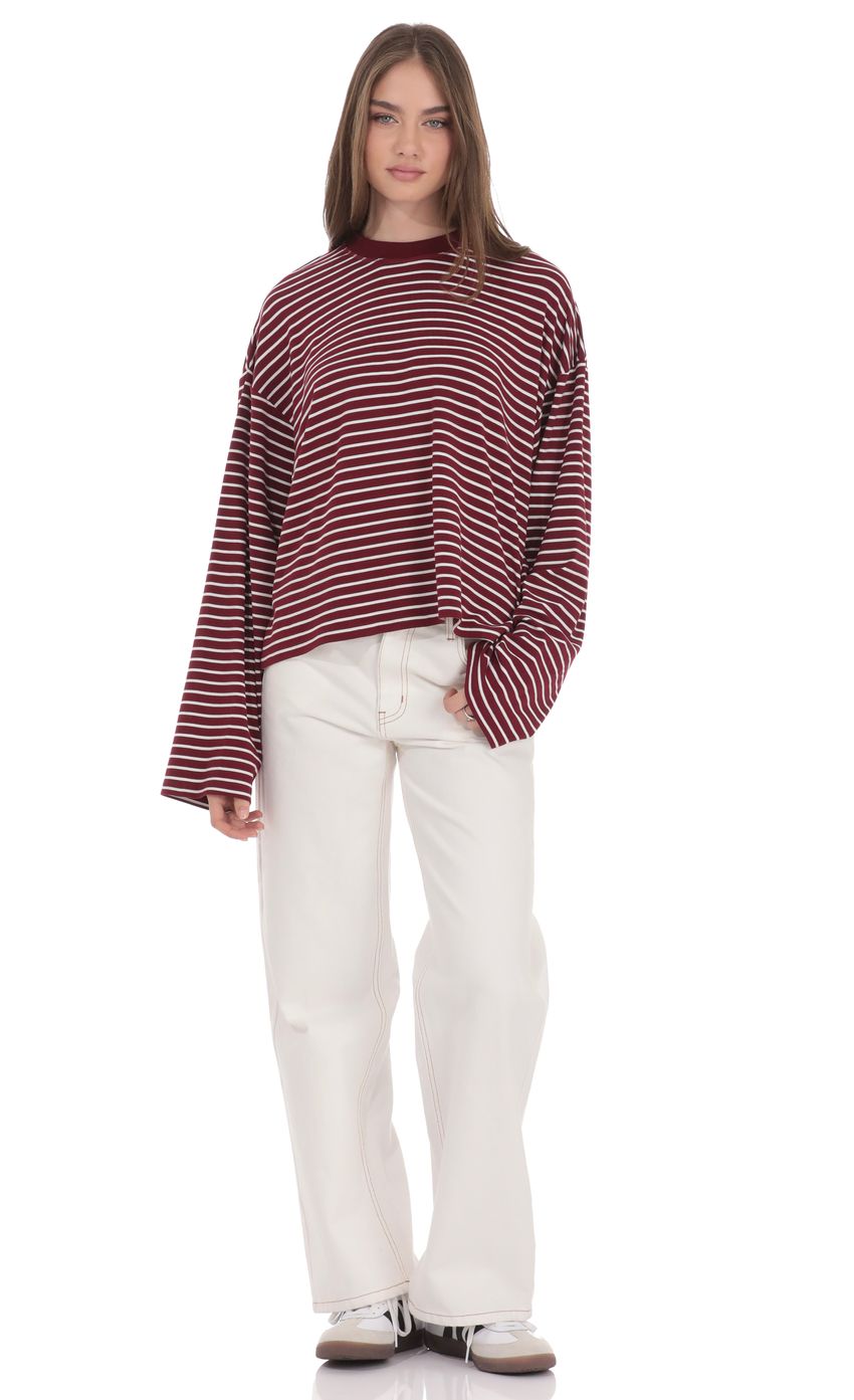 Product image for Oversized Striped Shirt in Red and White