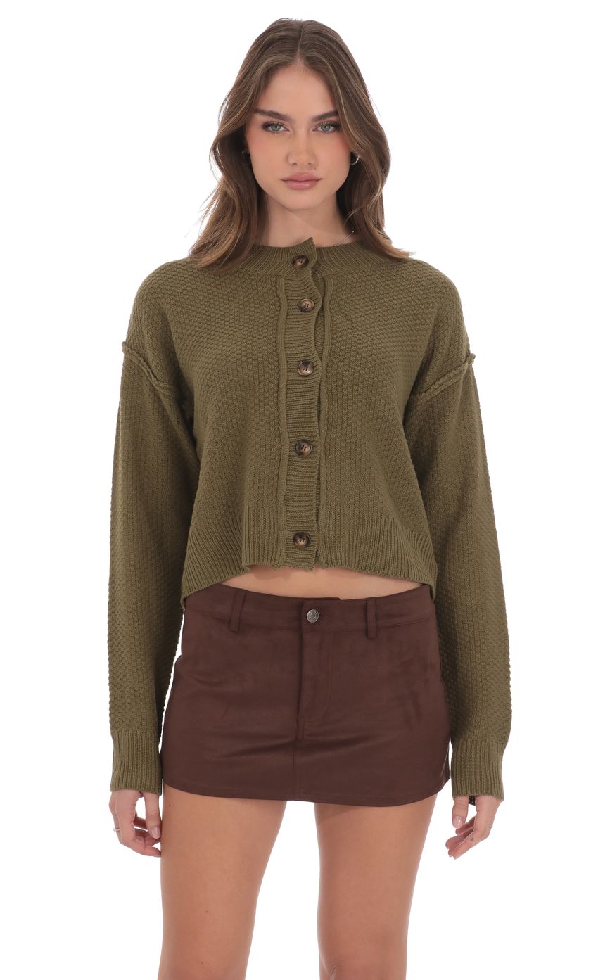 Product image for Cable Knit Cardigan in Olive