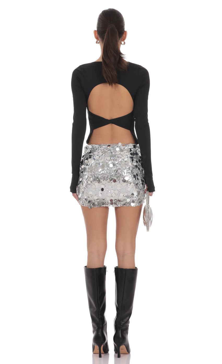 Product image for Circle Sequin Skirt in Silver