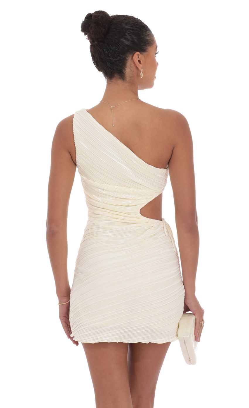 Picture Pleated One Shoulder Dress in Ivory. Source: https://media-img.lucyinthesky.com/data/product-media/850xAUTO/f96796f4-31b7-40f2-a361-8fb44ef985fc.jpg