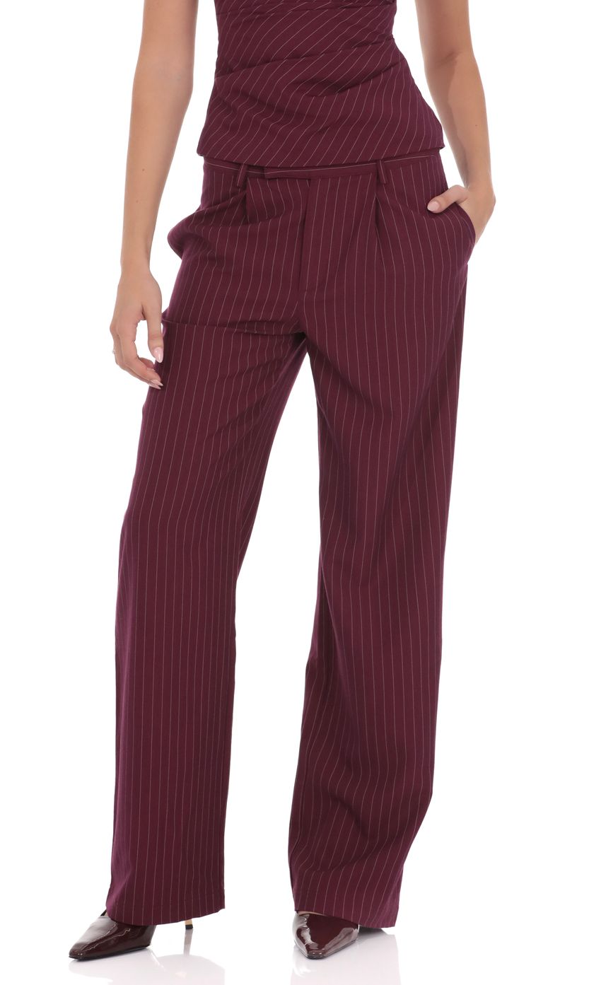 Изображение товара для Бордовые брюки в полоску
