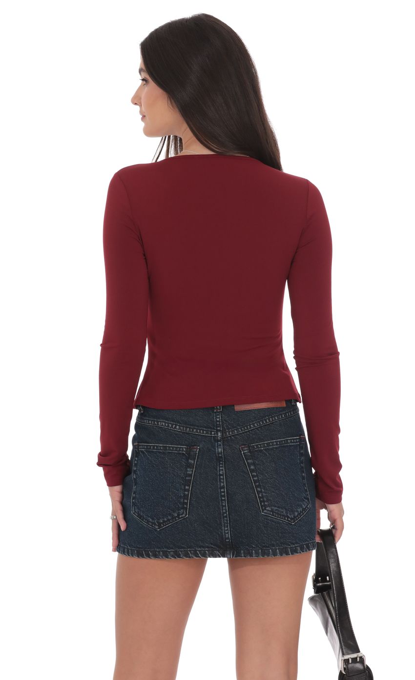 Изображение товара для Топ с двойным перекрутом в цвете бургунди