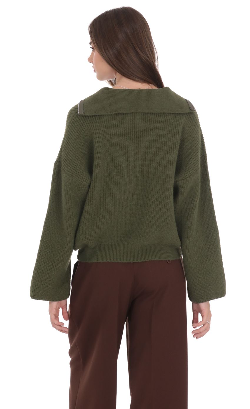 Product image for Knit Quarter-Zip Jumper in Green
