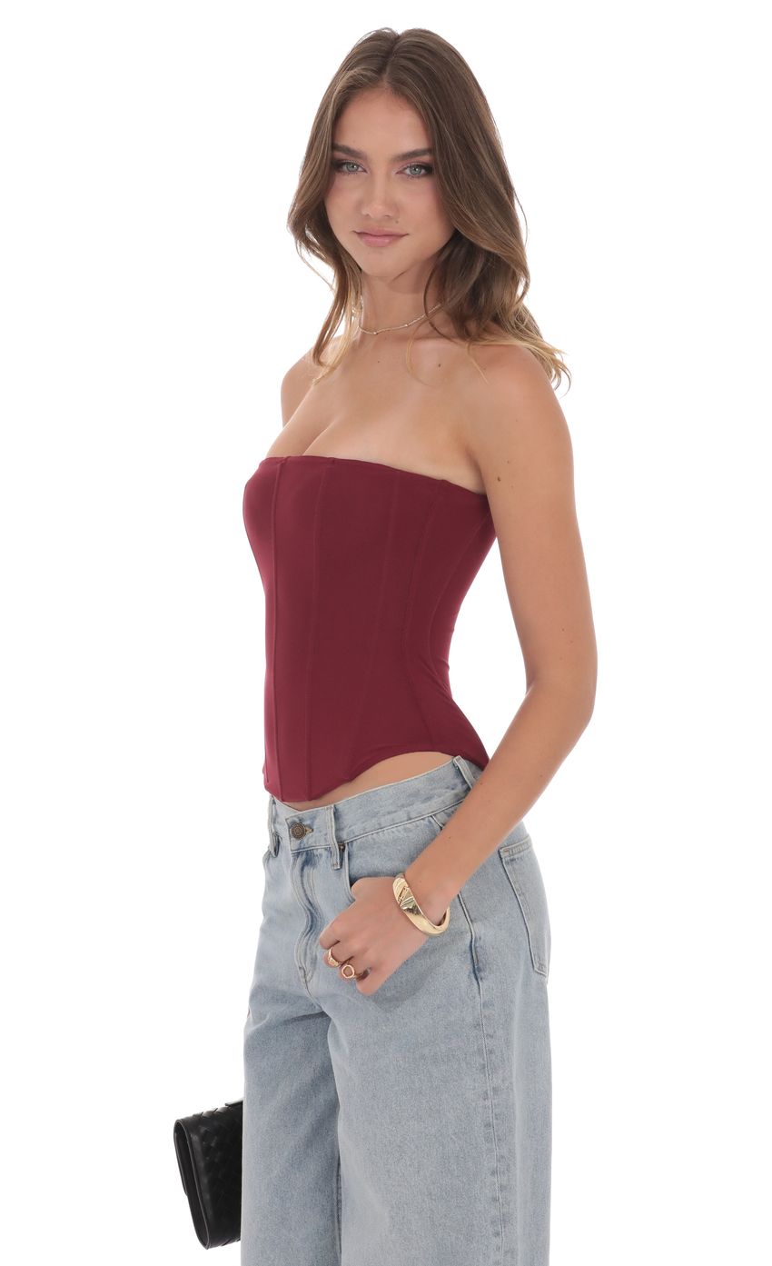 Product image for Strapless Corset Top in Maroon