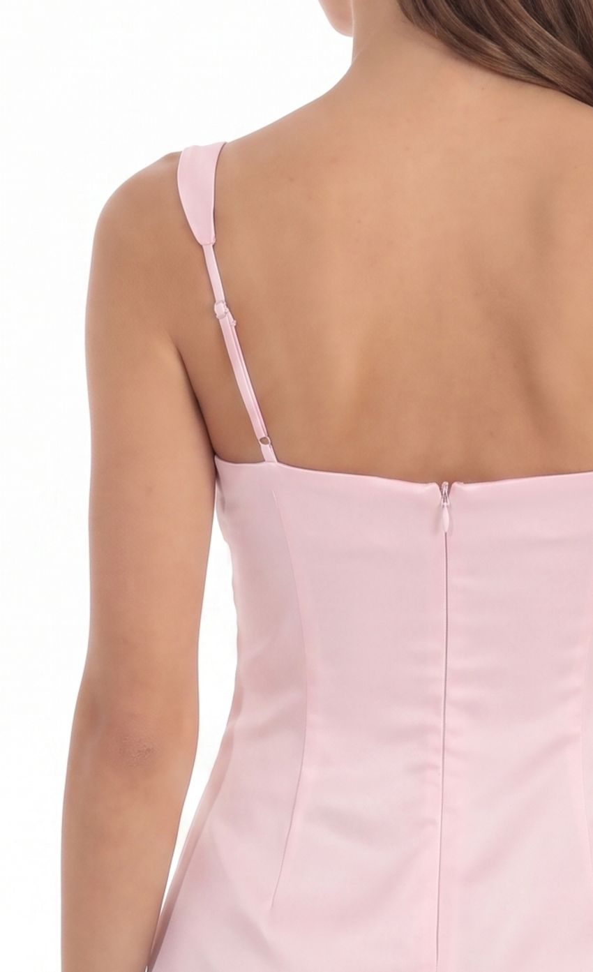 Product image for Satin Bodycon Dress in Baby Pink