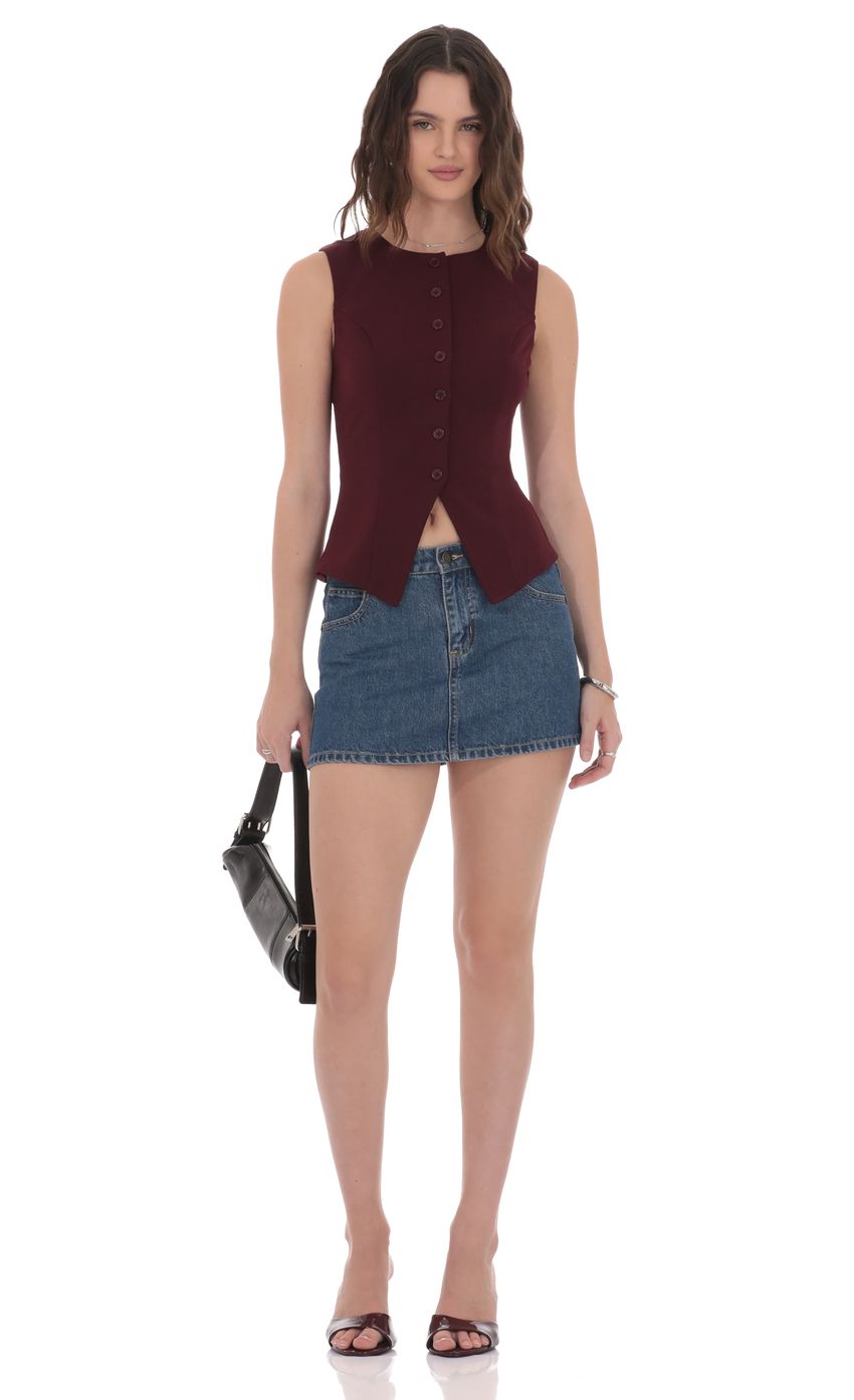 Product image for High Neck Vest in Burgundy