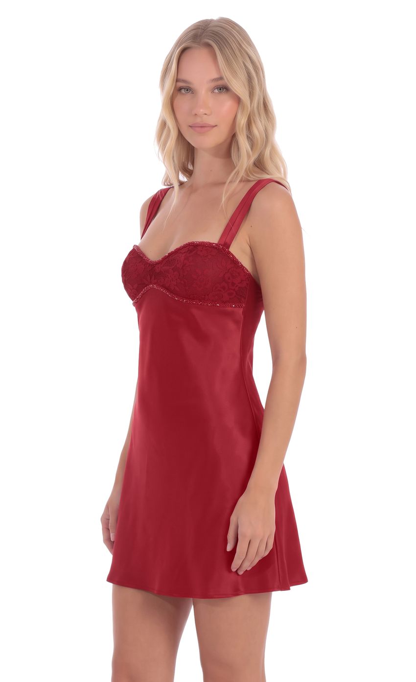 Product image for Beaded Sweetheart Mini Dress in Red
