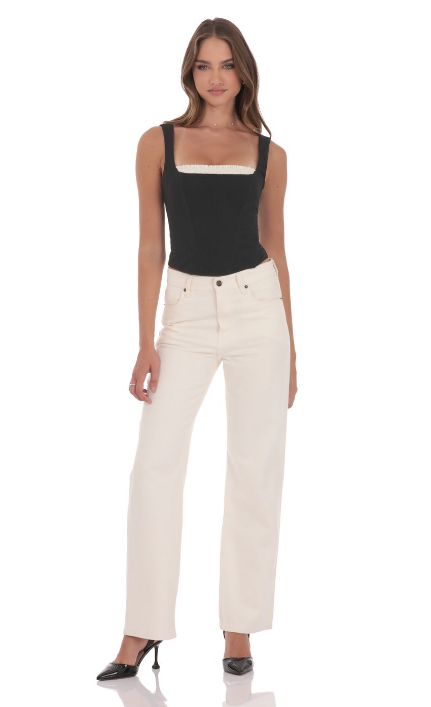 Product image for Two-Toned Detailed Corset Top in Black