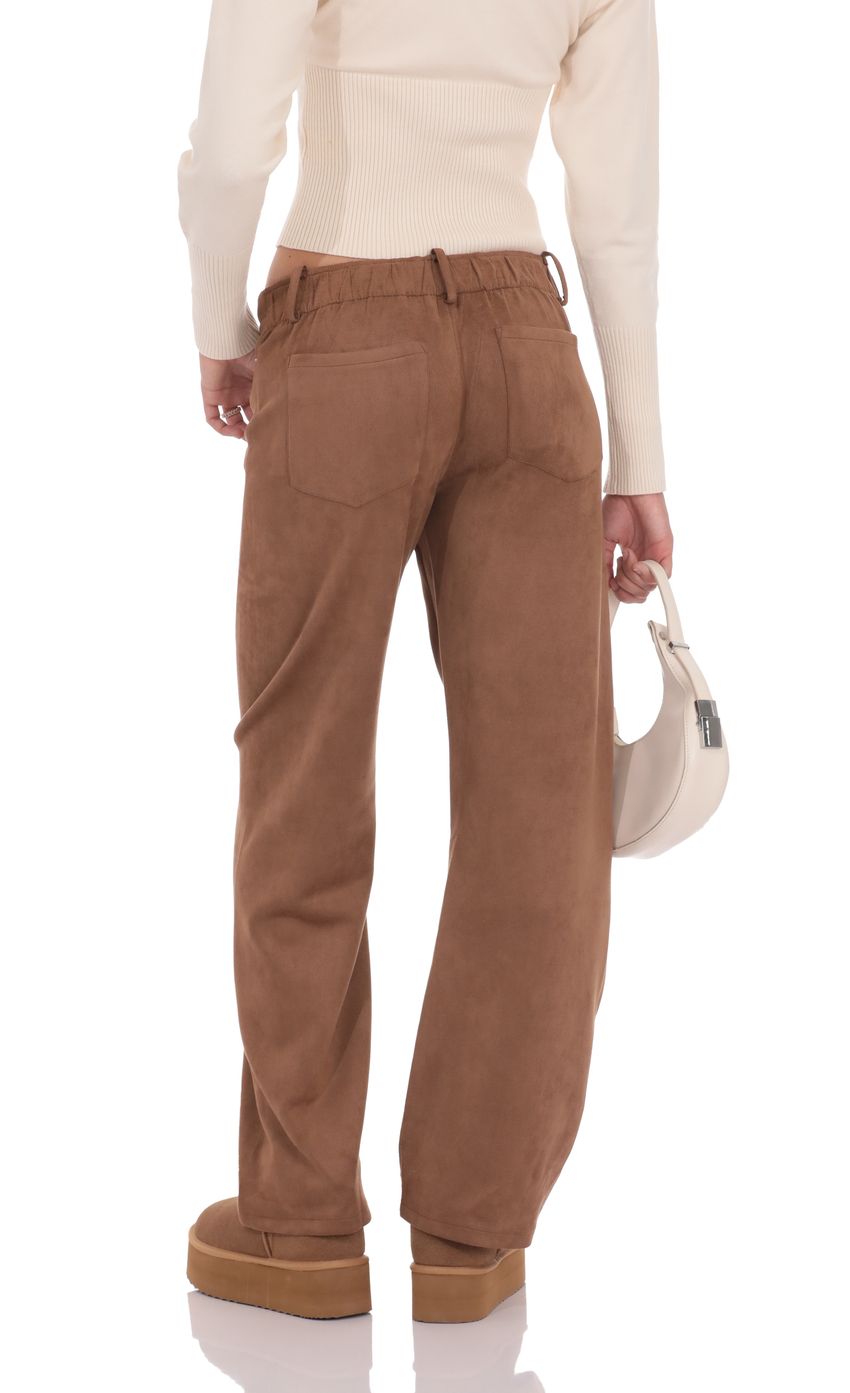 Product image for Suede Straight Leg Pants in Brown