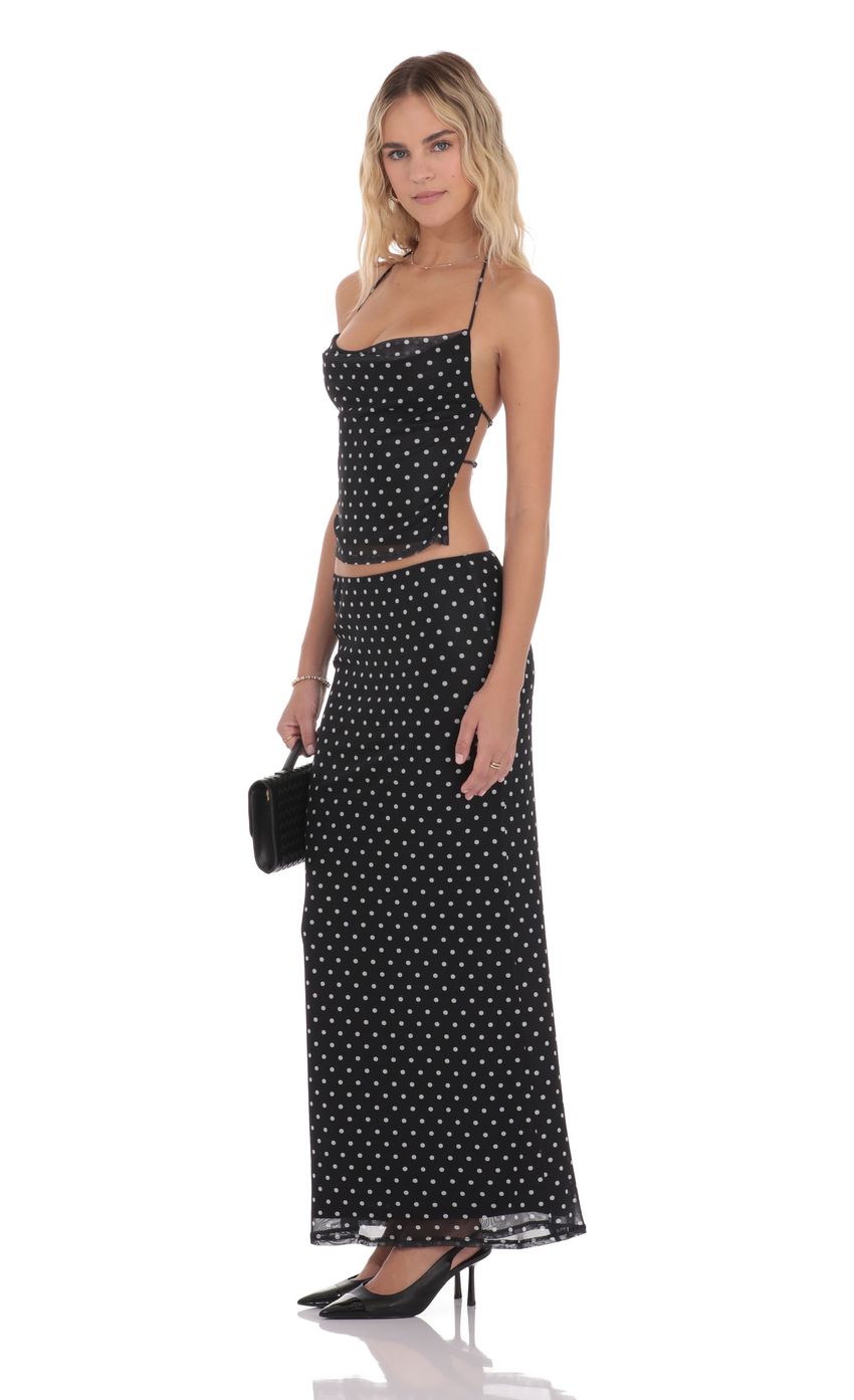 Product image for Polka Dot Cowl Neck Two Piece Set in Black