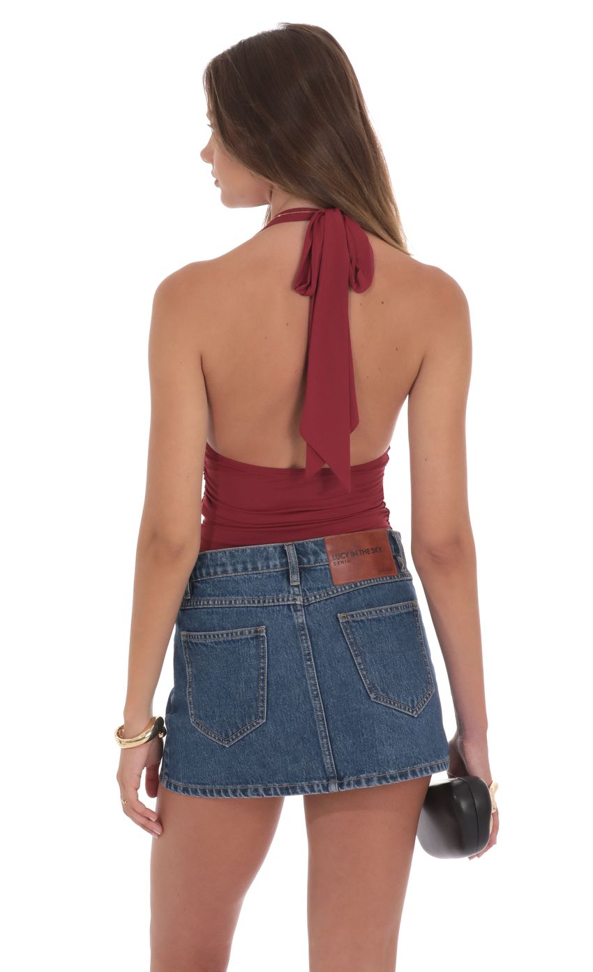 Product image for Cowl Neck Halter Top in Maroon