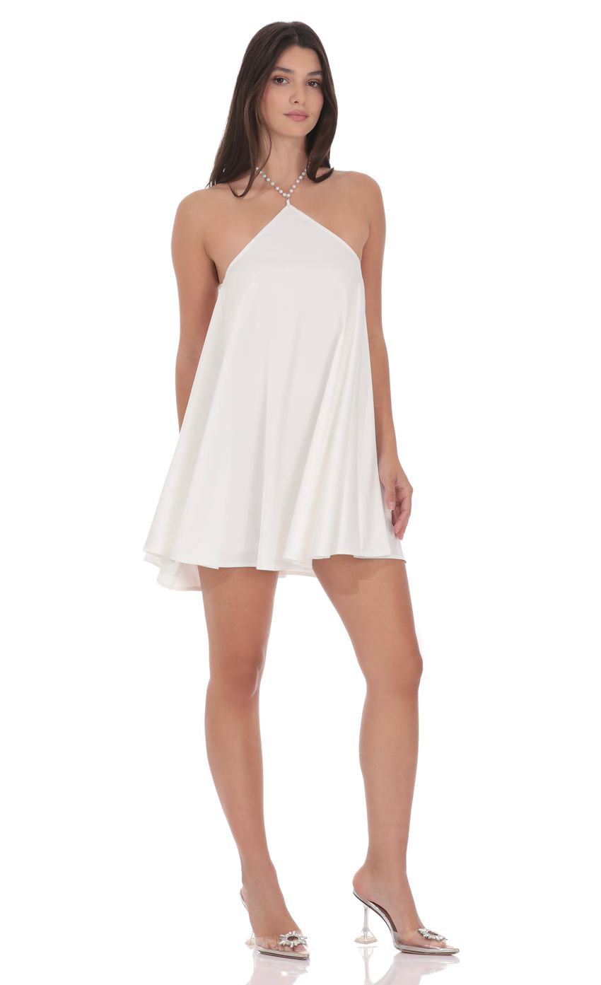 Product image for Pearl Halter Shift Dress in White