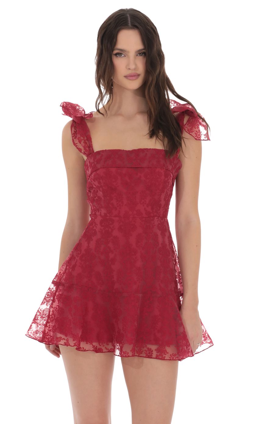 Product image for Motif Pattern A-line Dress in Red