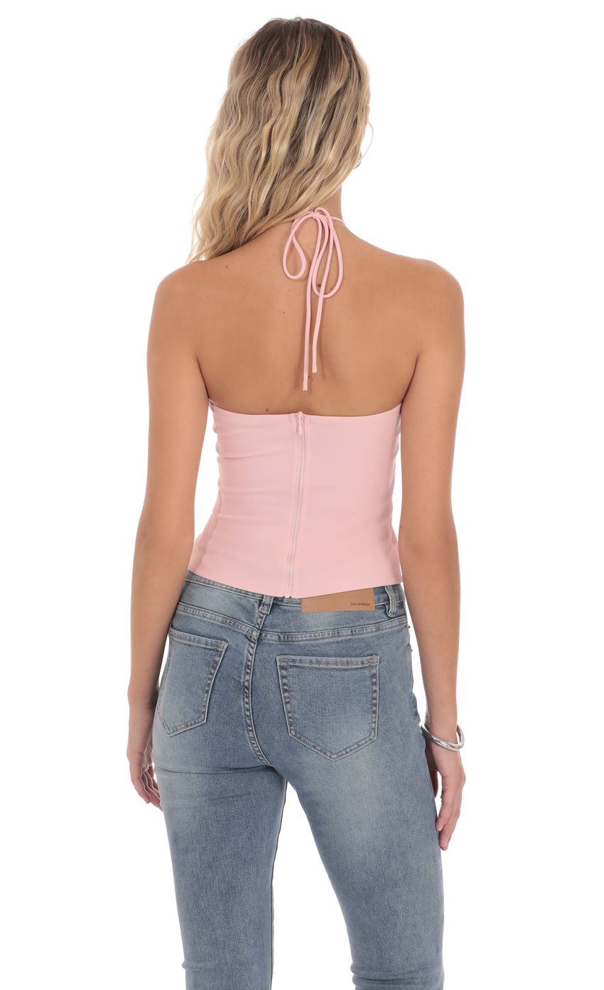 Product image for Rhinestone Rosette Top in Pink