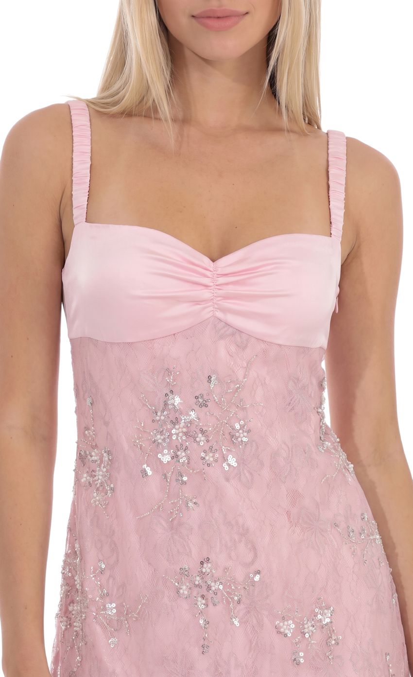 Product image for Sequin Lace Mini Dress in Pink