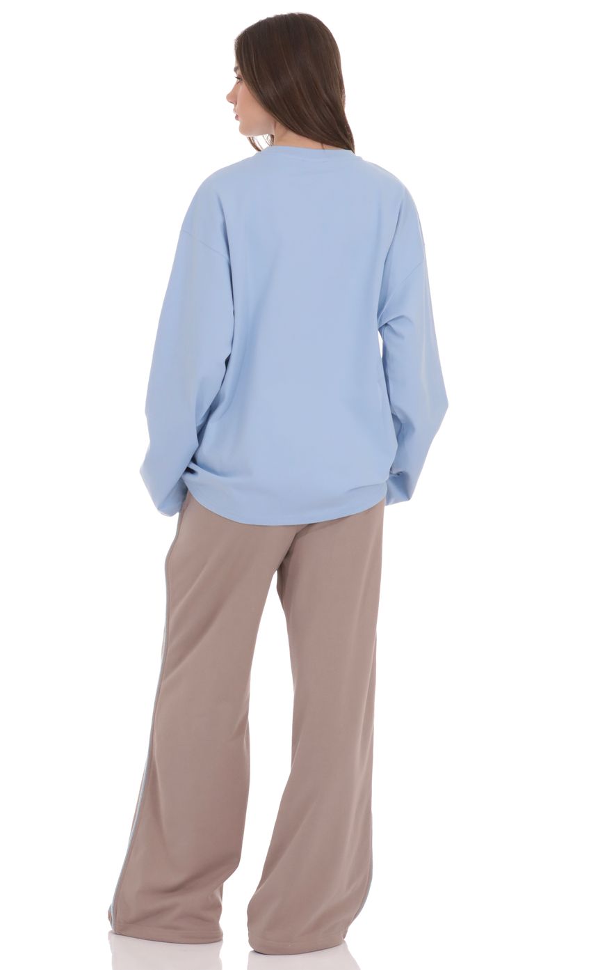 Product image for Lucy Graphic Crewneck Shirt in Light Blue