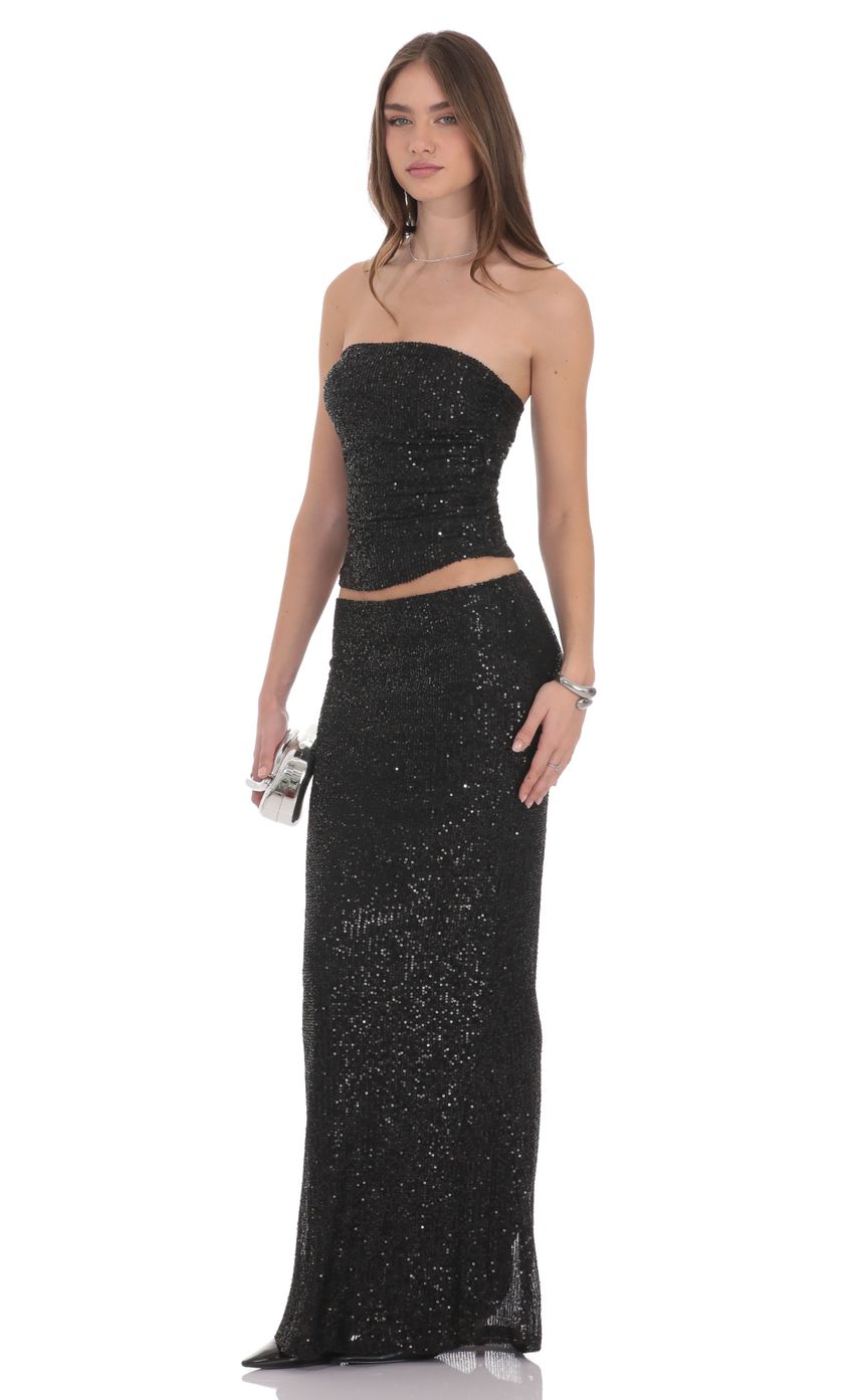 Product image for Sequin Maxi Skirt in Black