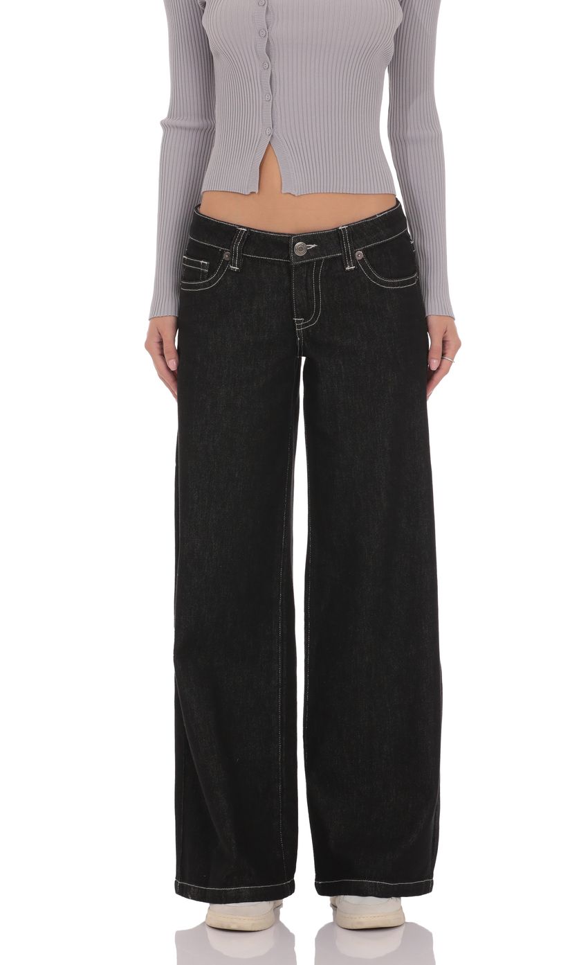 Product image for Low Rise Wide Leg Jeans in Black